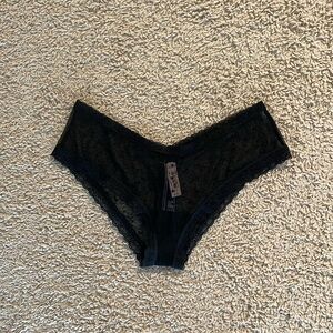 NWT Victoria’s Secret Black Mesh Lace Trim Cheeky Panty